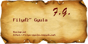 Filyó Gyula névjegykártya